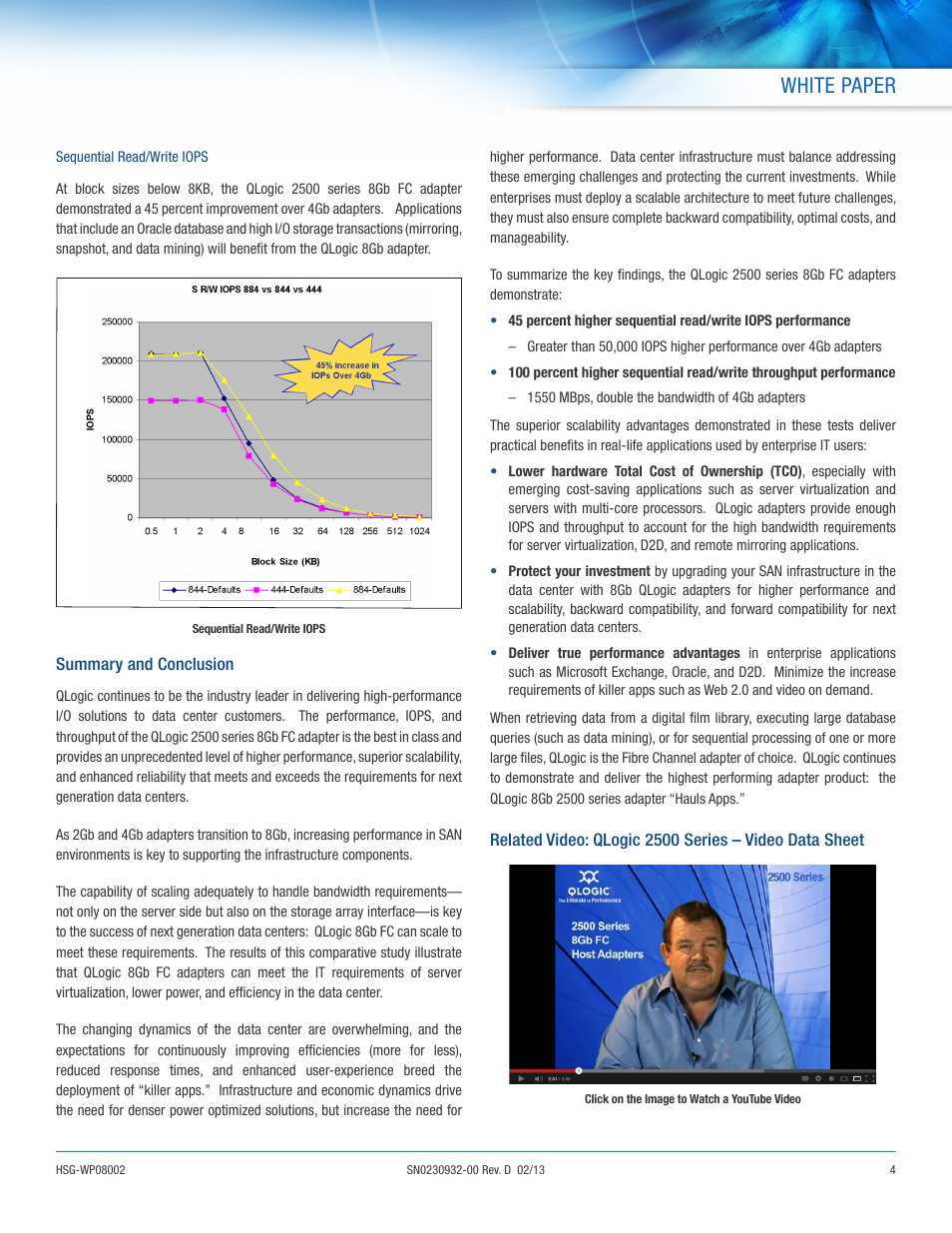White paper | QLogic 2500 Series 8Gb FC Adapters Offer Performance Benefits User Manual | Page 4 / 6