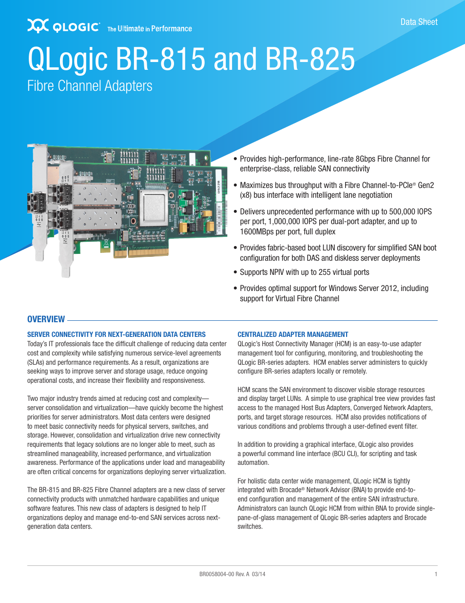 QLogic BR-825 User Manual | 5 pages