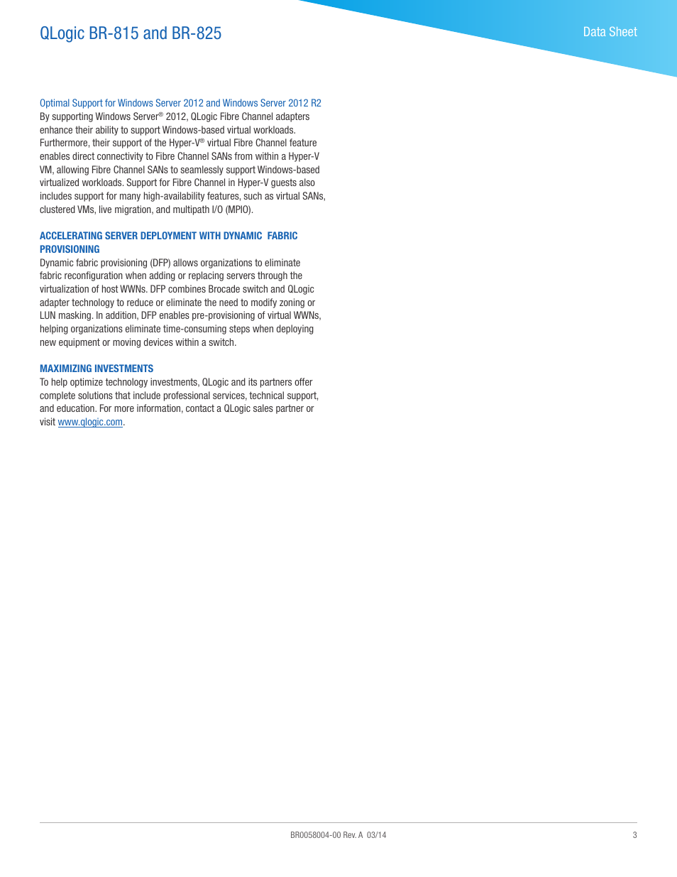 Data sheet | QLogic BR-825 User Manual | Page 3 / 5