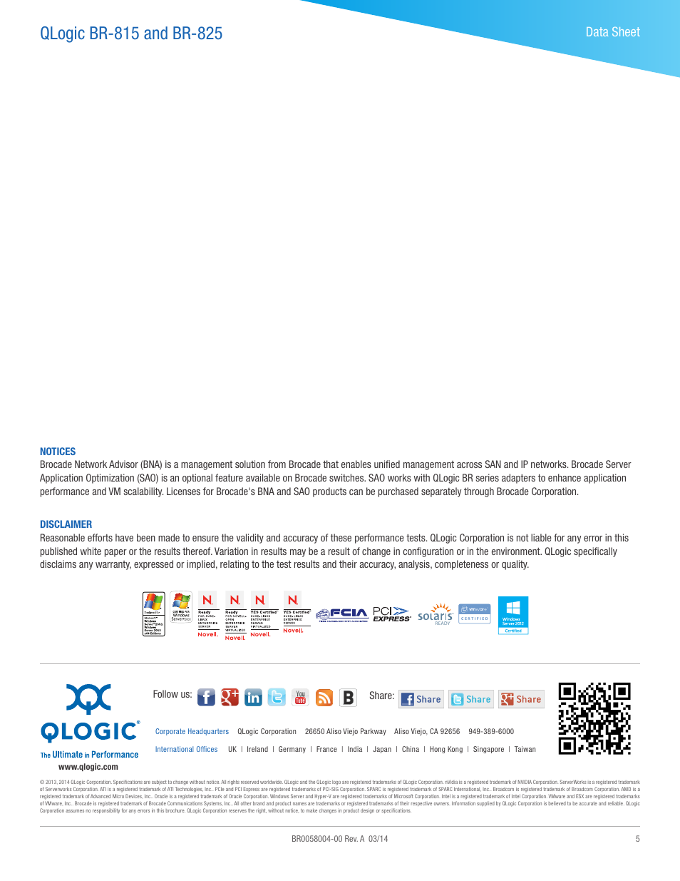 Data sheet | QLogic BR-825 User Manual | Page 5 / 5