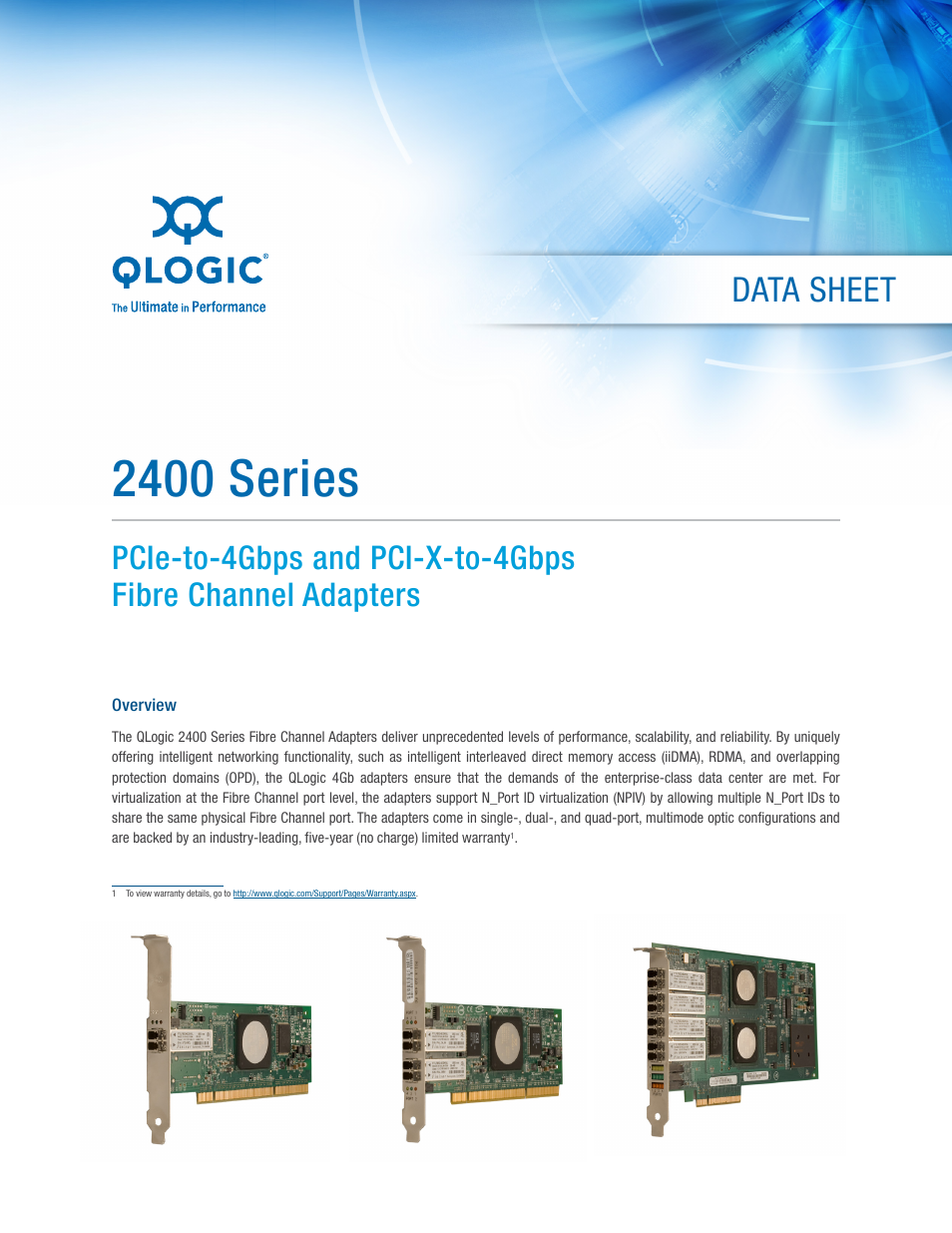 QLogic 2400 Series DataSheet User Manual | 4 pages