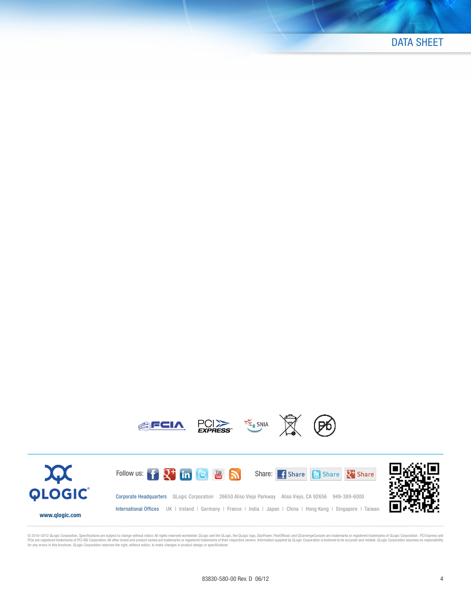 Data sheet | QLogic 8300 Series Controller User Manual | Page 4 / 4