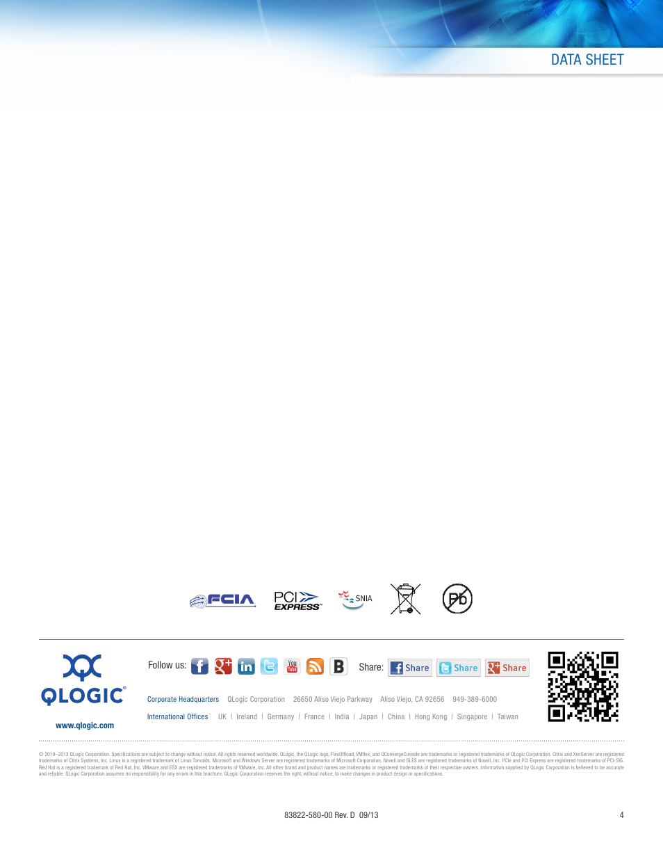 Data sheet | QLogic 8200 Series Controller User Manual | Page 4 / 4