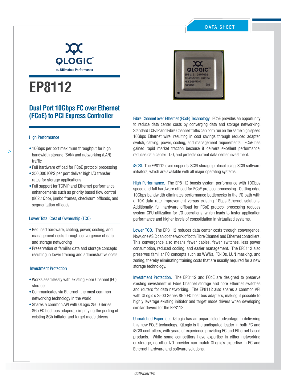 QLogic EP8112 Controller User Manual | 2 pages
