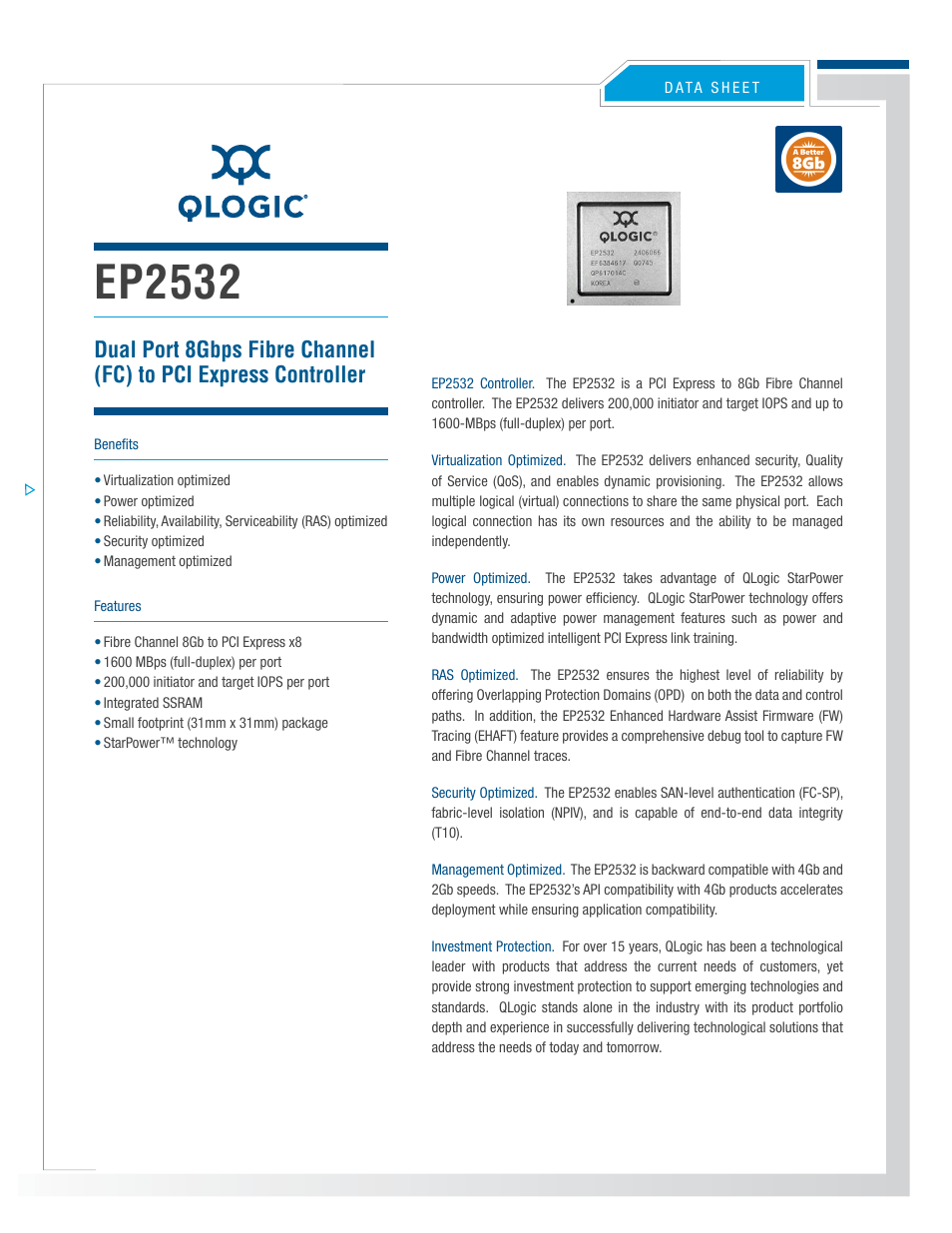 QLogic EP2532 Controller User Manual | 2 pages