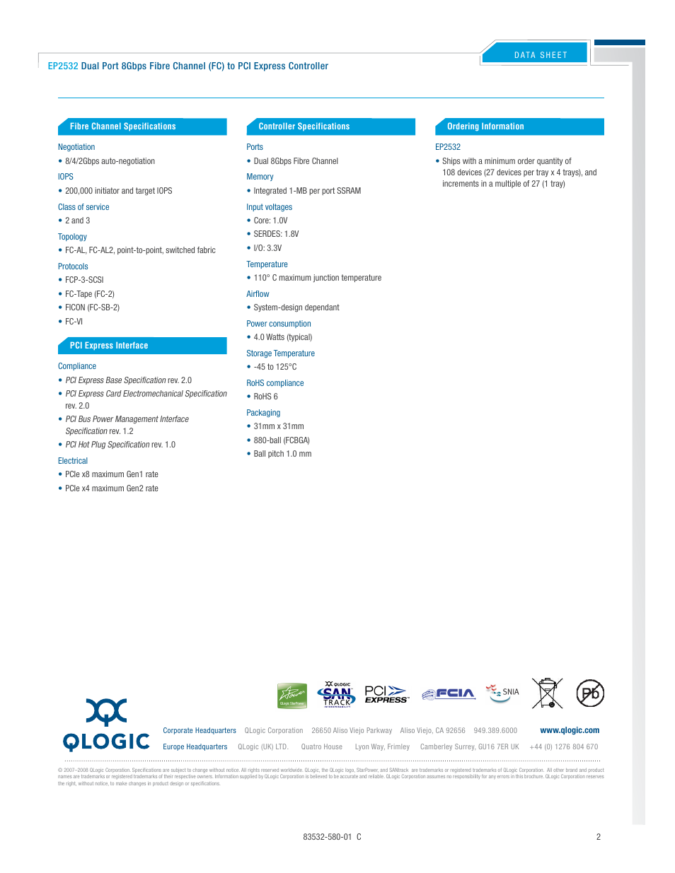 QLogic EP2532 Controller User Manual | Page 2 / 2