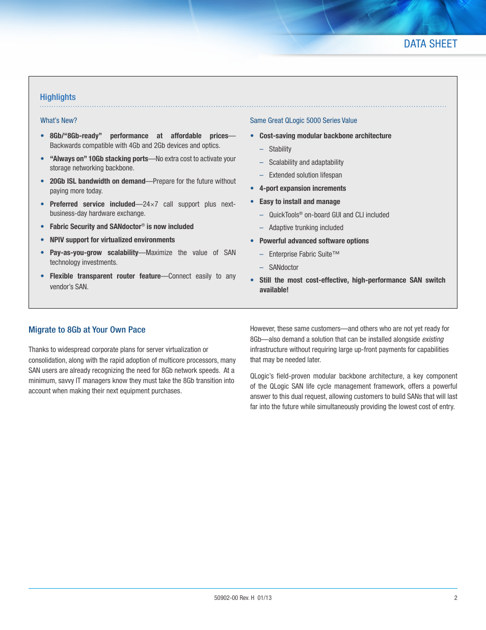 Data sheet | QLogic 5800V_5802V User Manual | Page 2 / 7