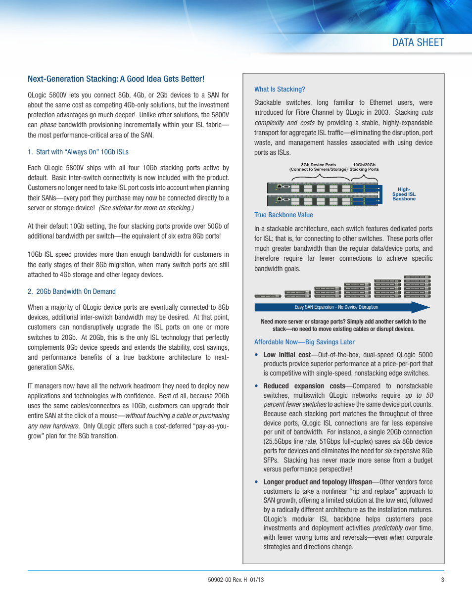 Data sheet, Next-generation stacking: a good idea gets better | QLogic 5800V_5802V User Manual | Page 3 / 7