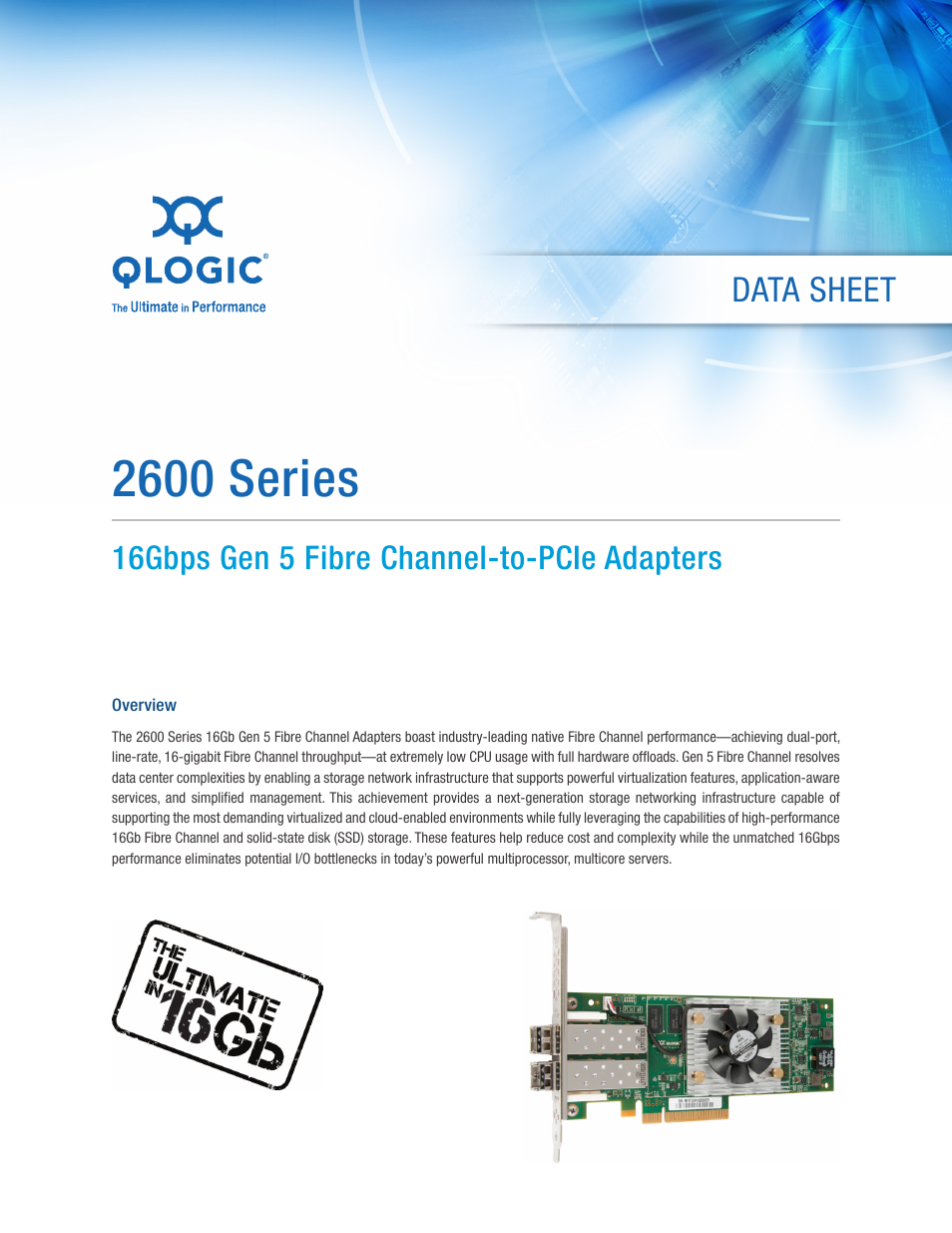 QLogic 2600 Series DataSheet User Manual | 3 pages