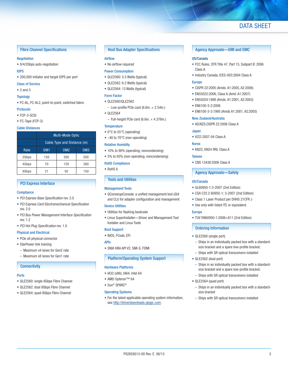 Data sheet | QLogic 2500 Series DataSheet User Manual | Page 3 / 4