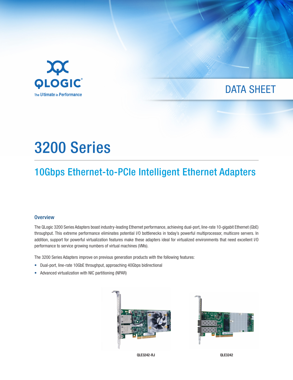 QLogic 3200 Series DataSheet User Manual | 4 pages