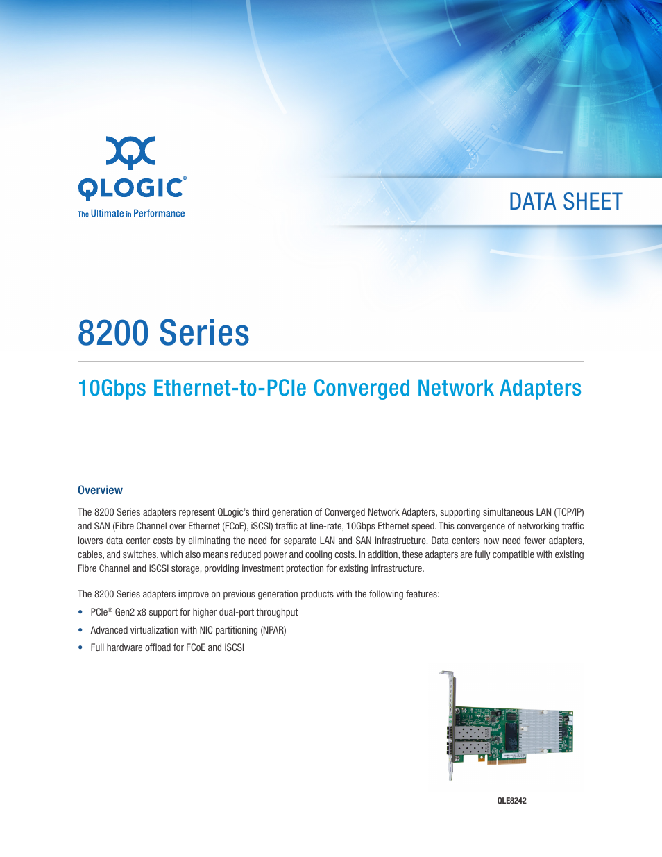 QLogic 8200 Series DataSheet User Manual | 4 pages