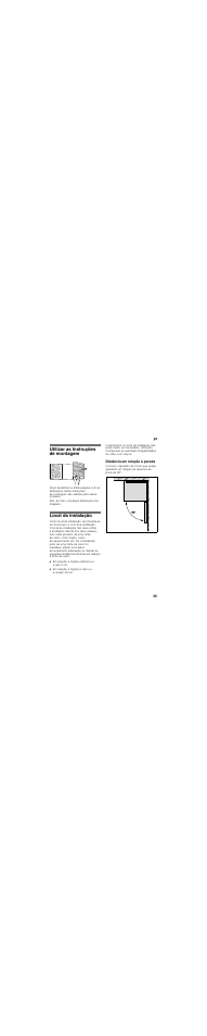 Pt índicept instruções de montagem aparelho solo, Utilizar as instruções de montagem, Local da instalação | Distância em relação à parede | Bosch GSN36VL30 User Manual | Page 35 / 48