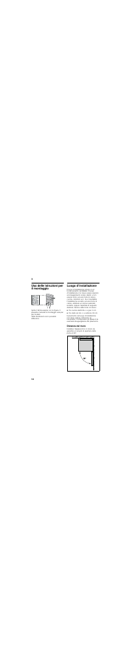 Uso delle istruzioni per il montaggio, Luogo d’installazione, Distanza dal muro | Bosch GSN54AW30 User Manual | Page 14 / 49