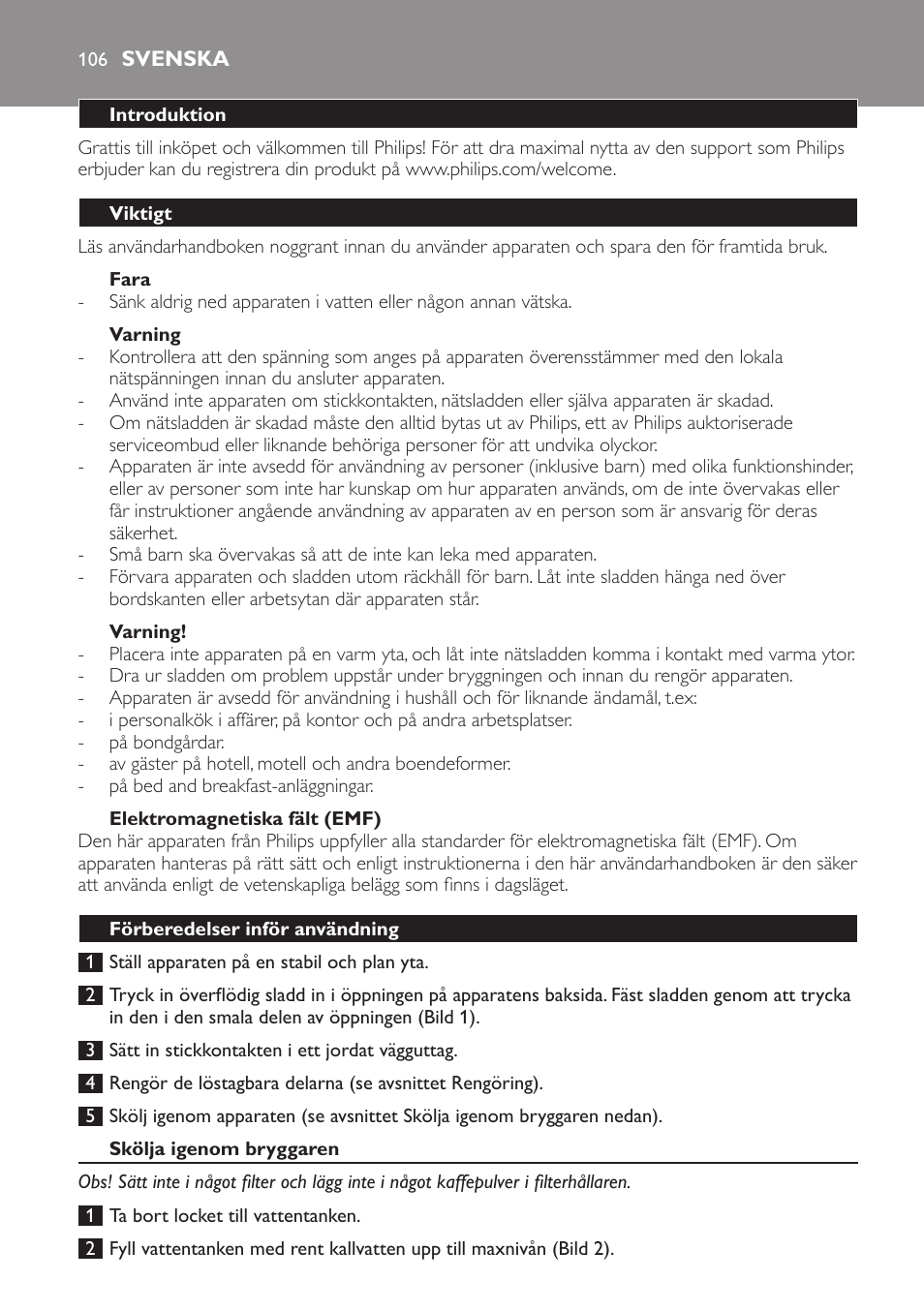 Svenska, Svenska 106 | Philips HD7584 User Manual | Page 106 / 118