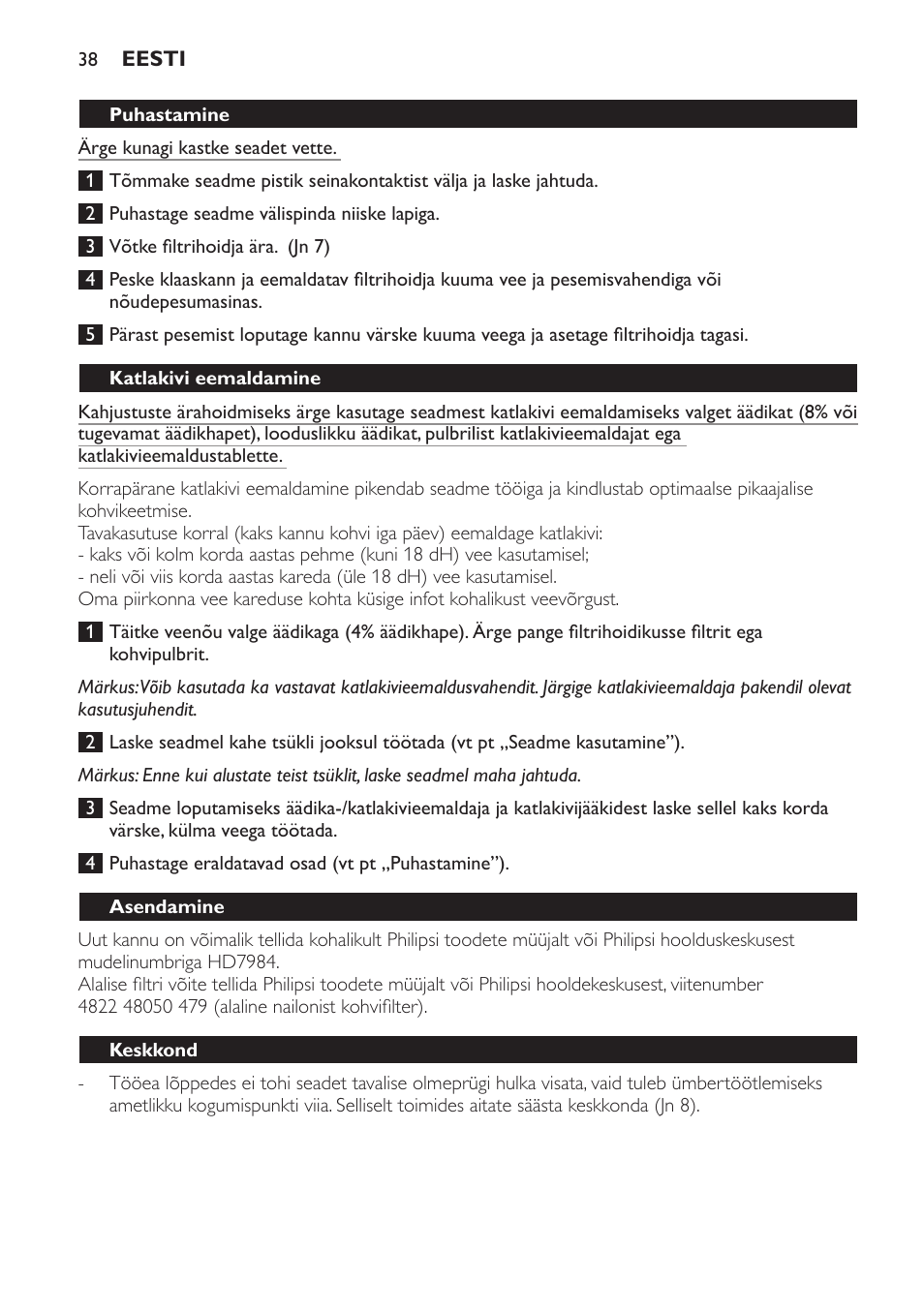 Philips HD7584 User Manual | Page 38 / 118