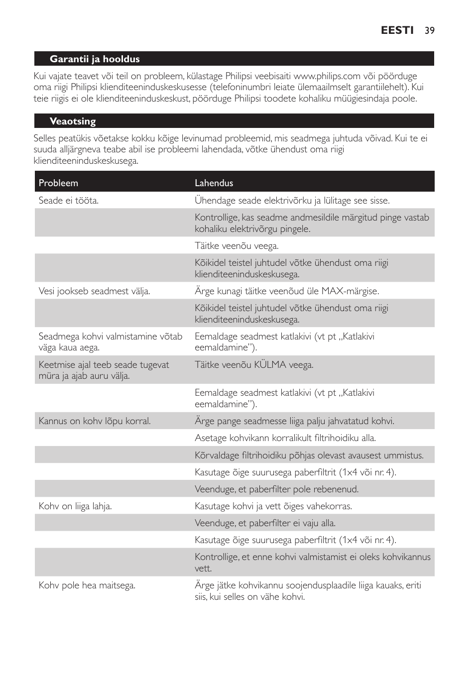 Philips HD7584 User Manual | Page 39 / 118