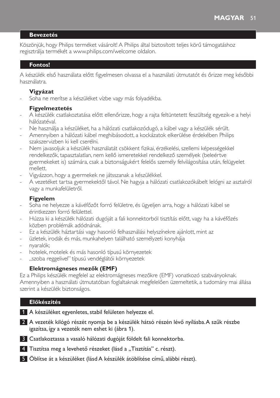 Magyar, Magyar 51 | Philips HD7584 User Manual | Page 51 / 118