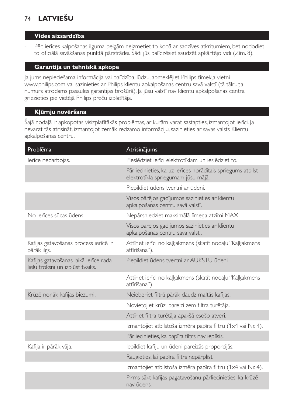Philips HD7584 User Manual | Page 74 / 118