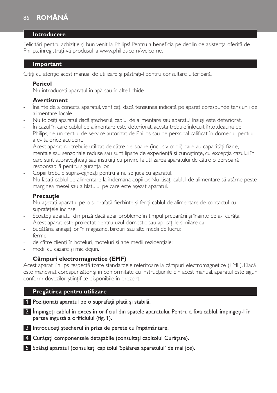 Română 86 | Philips HD7584 User Manual | Page 86 / 118