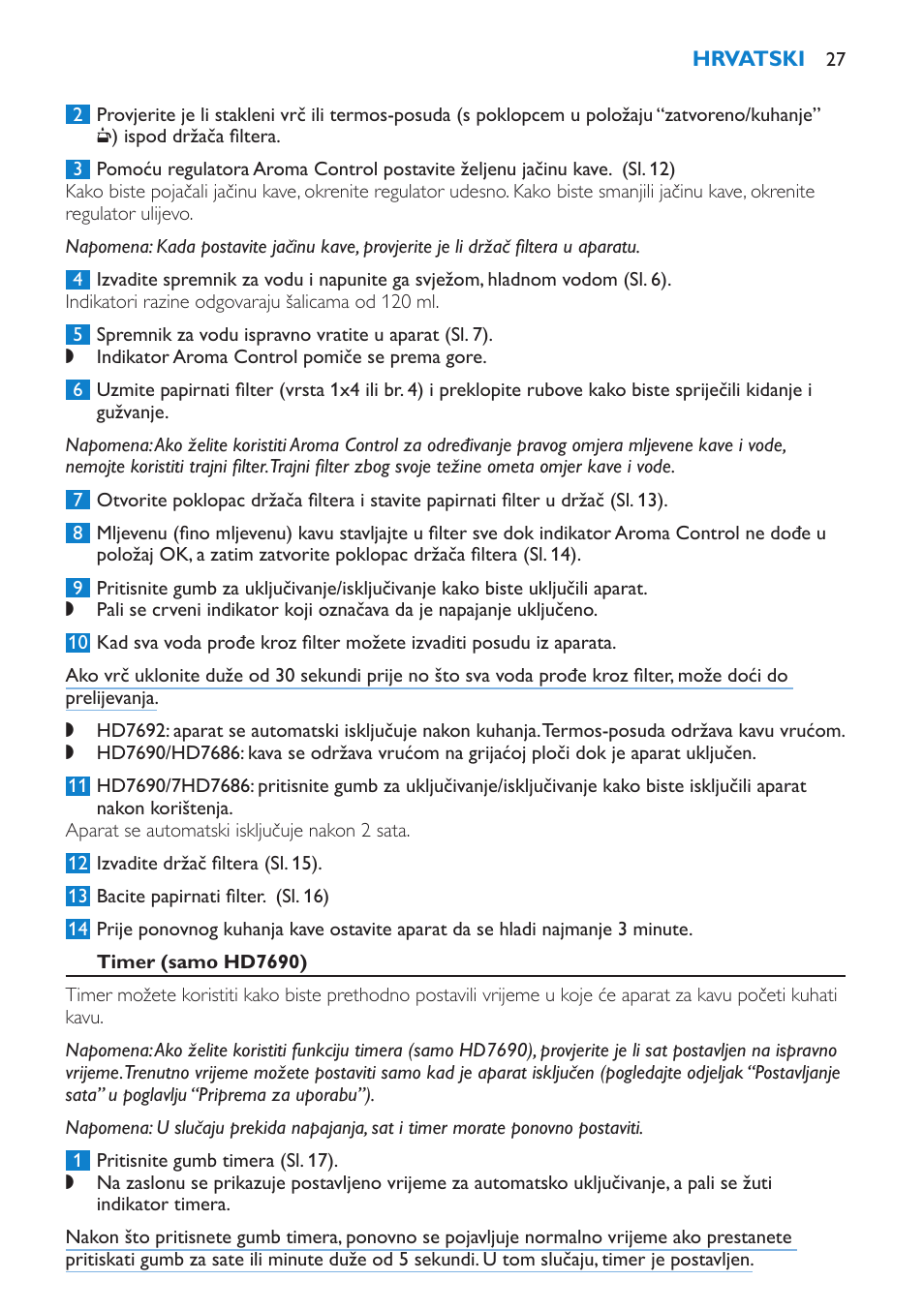 Timer (samo hd7690) | Philips HD7690 User Manual | Page 27 / 92
