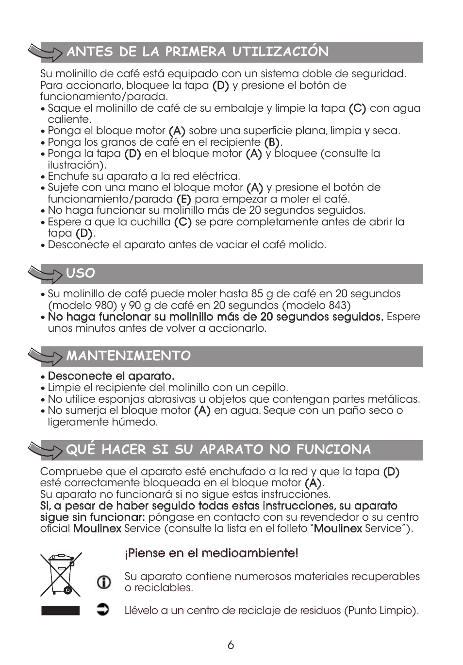 Antes de la primera utilización uso, Mantenimiento, Qué hacer si su aparato no funciona | Moulinex DE LUXE 85S A8434EF User Manual | Page 9 / 26