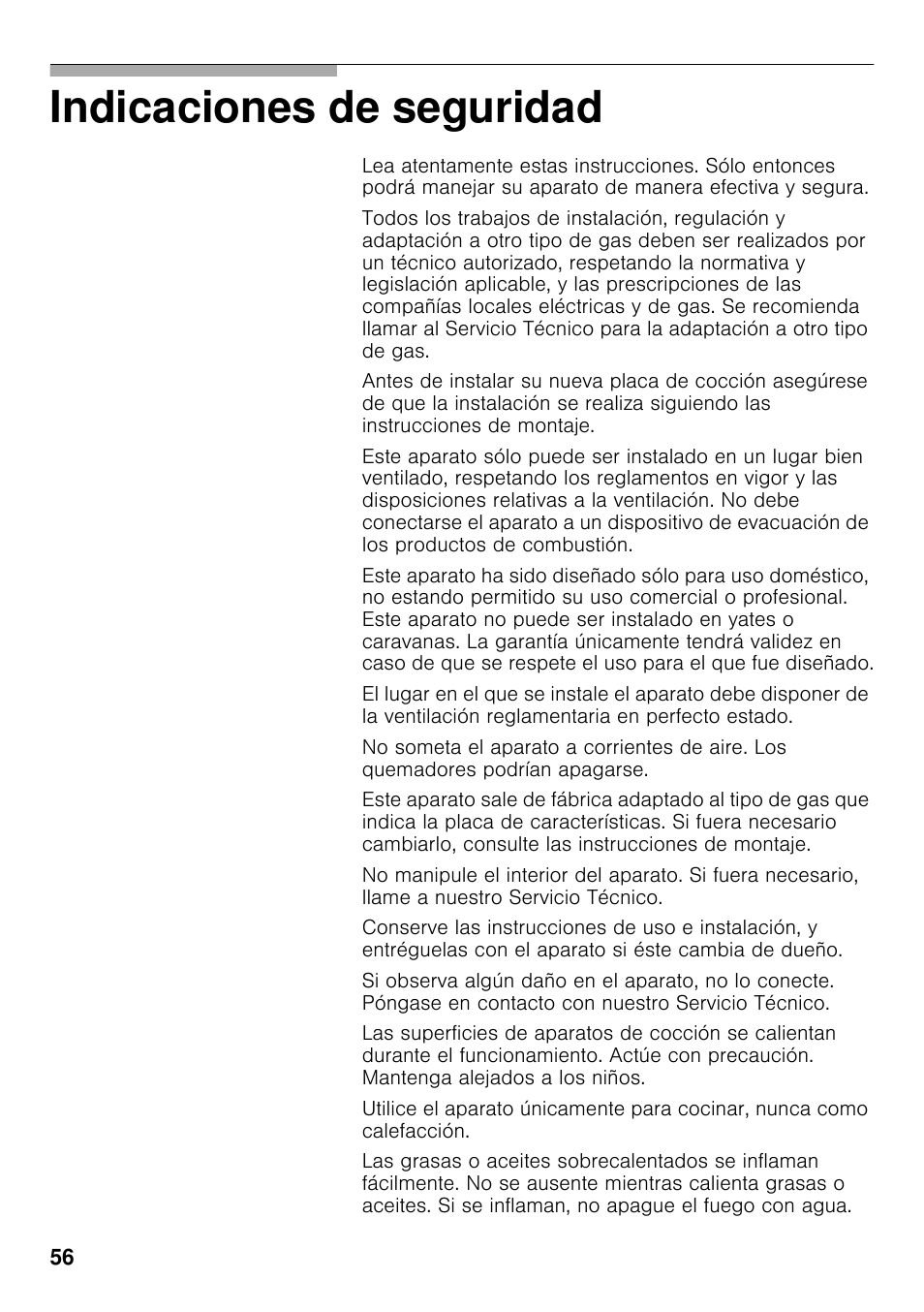 Indicaciones de seguridad | Bosch PCC615B90E Placa de gas 60 cm de ancho Acero inoxidable EAN 4242002487960 User Manual | Page 55 / 86