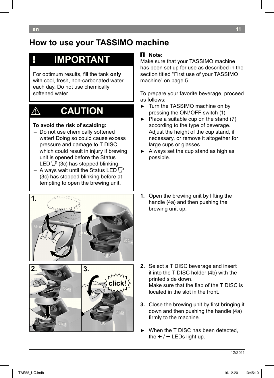 Important, Caution, How to use your tassimo machine | Bosch TAS5542 Máquina multibebida TASSIMO T55 EAN 4242002648316 User Manual | Page 13 / 74