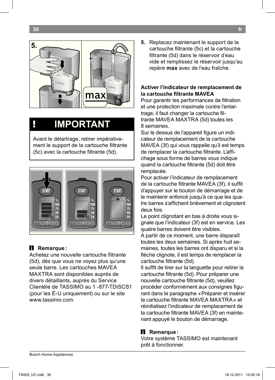 Important | Bosch TAS5542 Máquina multibebida TASSIMO T55 EAN 4242002648316 User Manual | Page 32 / 74