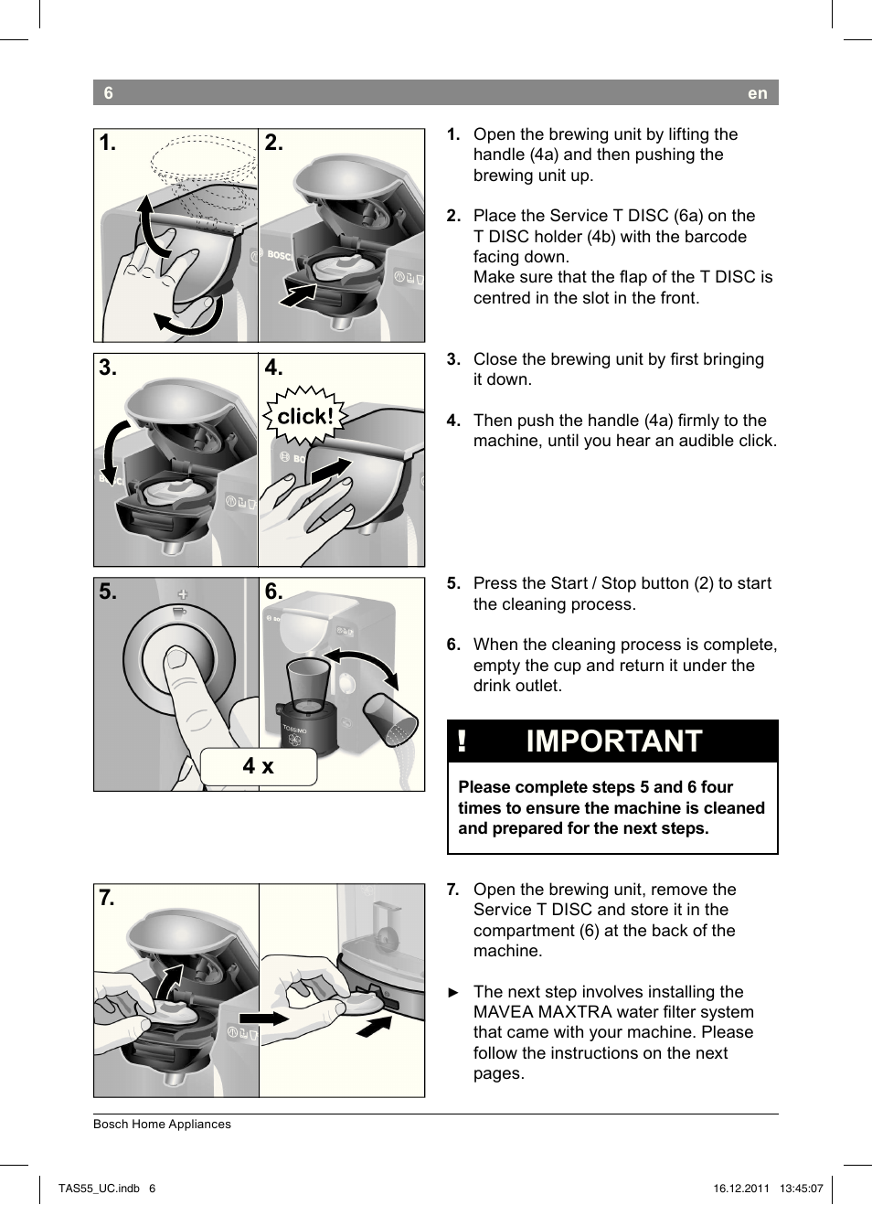 Important | Bosch TAS5542 Máquina multibebida TASSIMO T55 EAN 4242002648316 User Manual | Page 8 / 74