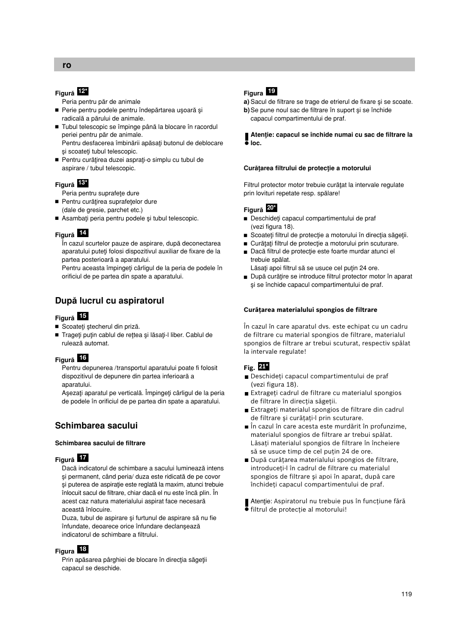 Dupå lucrul cu aspiratorul, Schimbarea sacului | Bosch Aspiradores de trineo BGL452132 Maxxx 2100W hepa parquet EAN 4242002690698 User Manual | Page 120 / 151