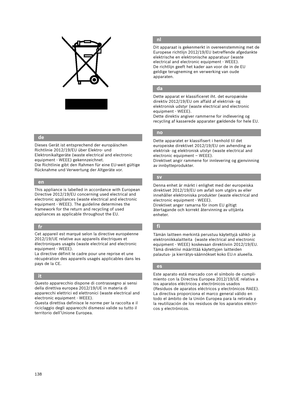 Bosch Aspiradores de trineo BGL452132 Maxxx 2100W hepa parquet EAN 4242002690698 User Manual | Page 139 / 151