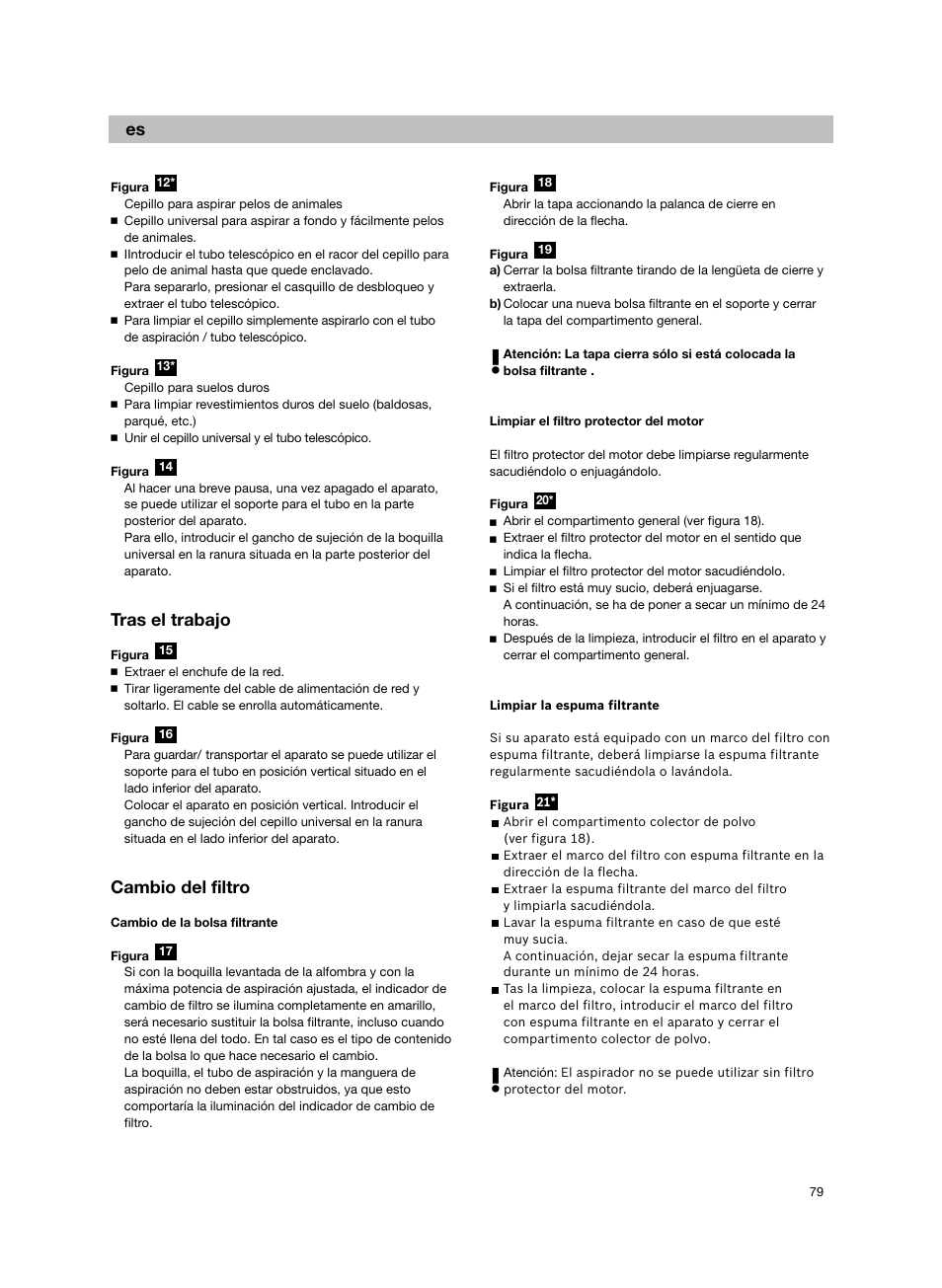 Tras el trabajo, Cambio del filtro | Bosch Aspiradores de trineo BGL452132 Maxxx 2100W hepa parquet EAN 4242002690698 User Manual | Page 80 / 151