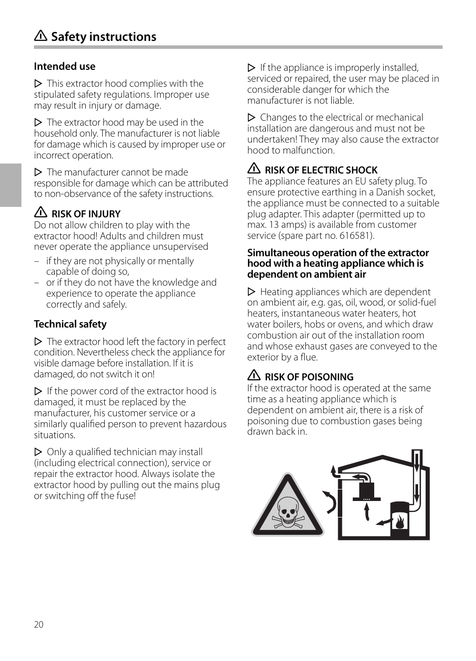 Safety instructions | Bosch DWB129950 Diseño Box EAN 4242002490267 Ancho 120 cm User Manual | Page 20 / 108