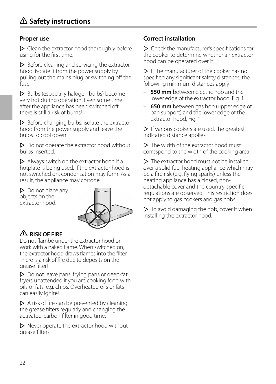 Safety instructions | Bosch DWB129950 Diseño Box EAN 4242002490267 Ancho 120 cm User Manual | Page 22 / 108