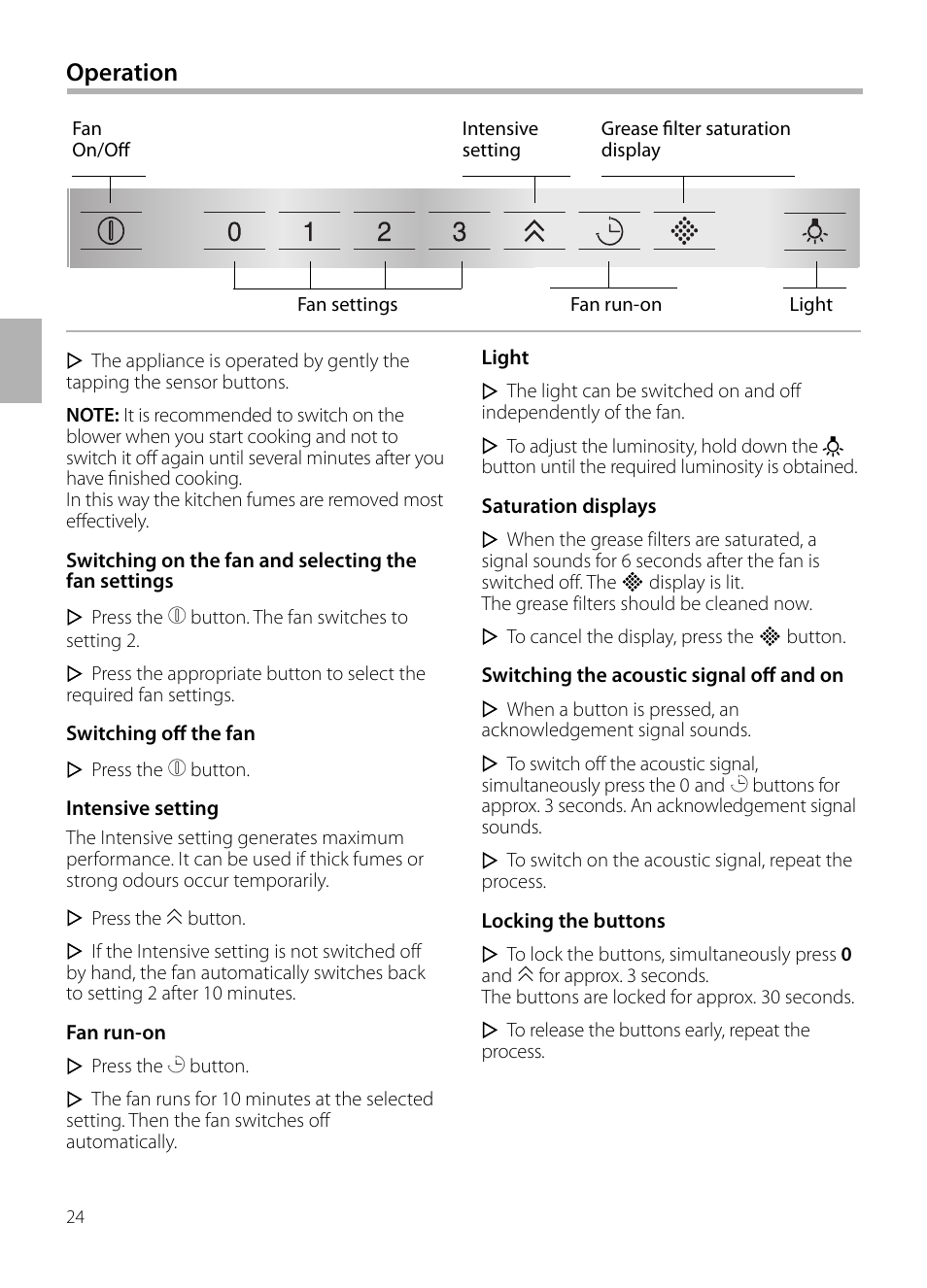 Operation | Bosch DWB129950 Diseño Box EAN 4242002490267 Ancho 120 cm User Manual | Page 24 / 108