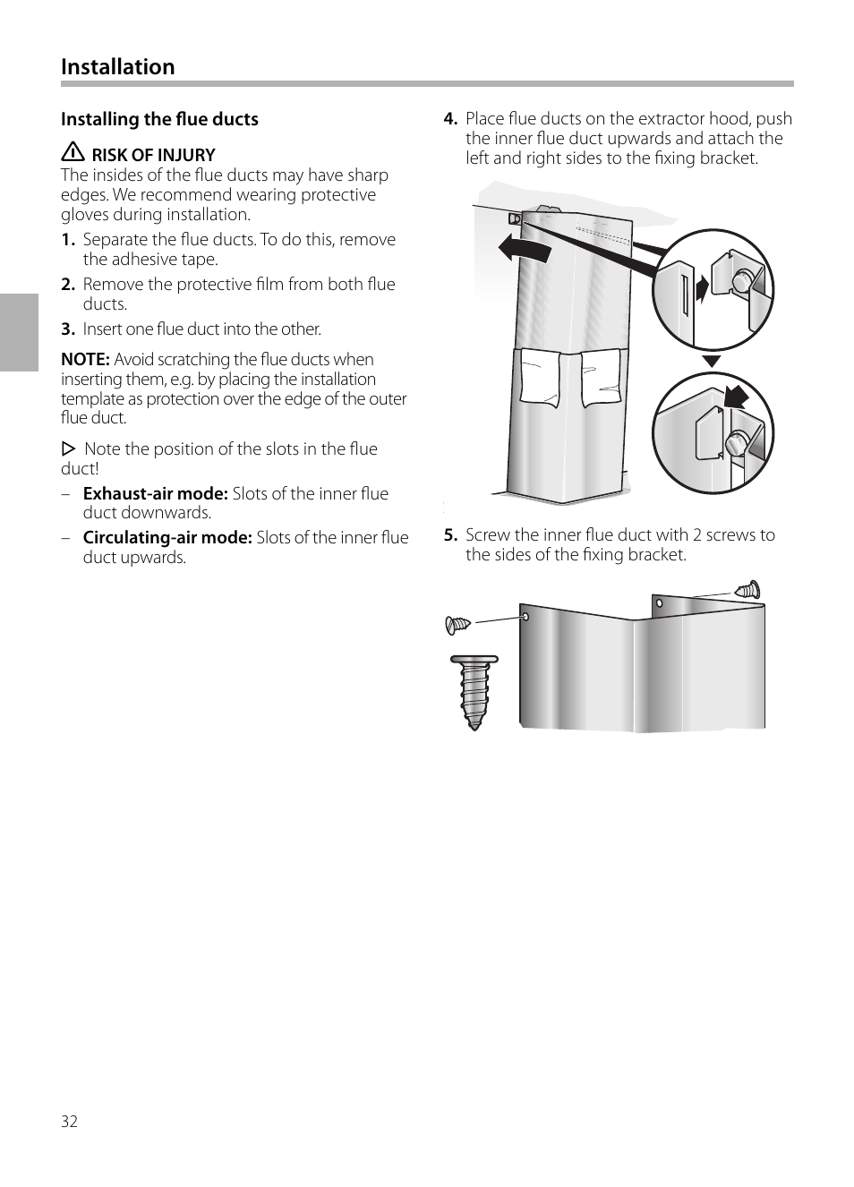 Installation | Bosch DWB129950 Diseño Box EAN 4242002490267 Ancho 120 cm User Manual | Page 32 / 108