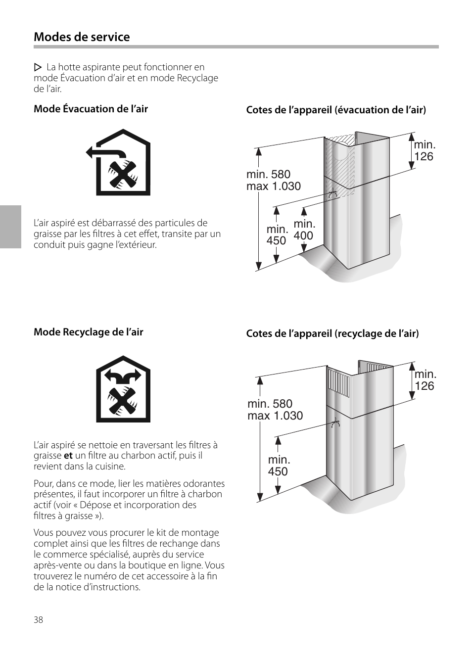 Modes de service | Bosch DWB129950 Diseño Box EAN 4242002490267 Ancho 120 cm User Manual | Page 38 / 108