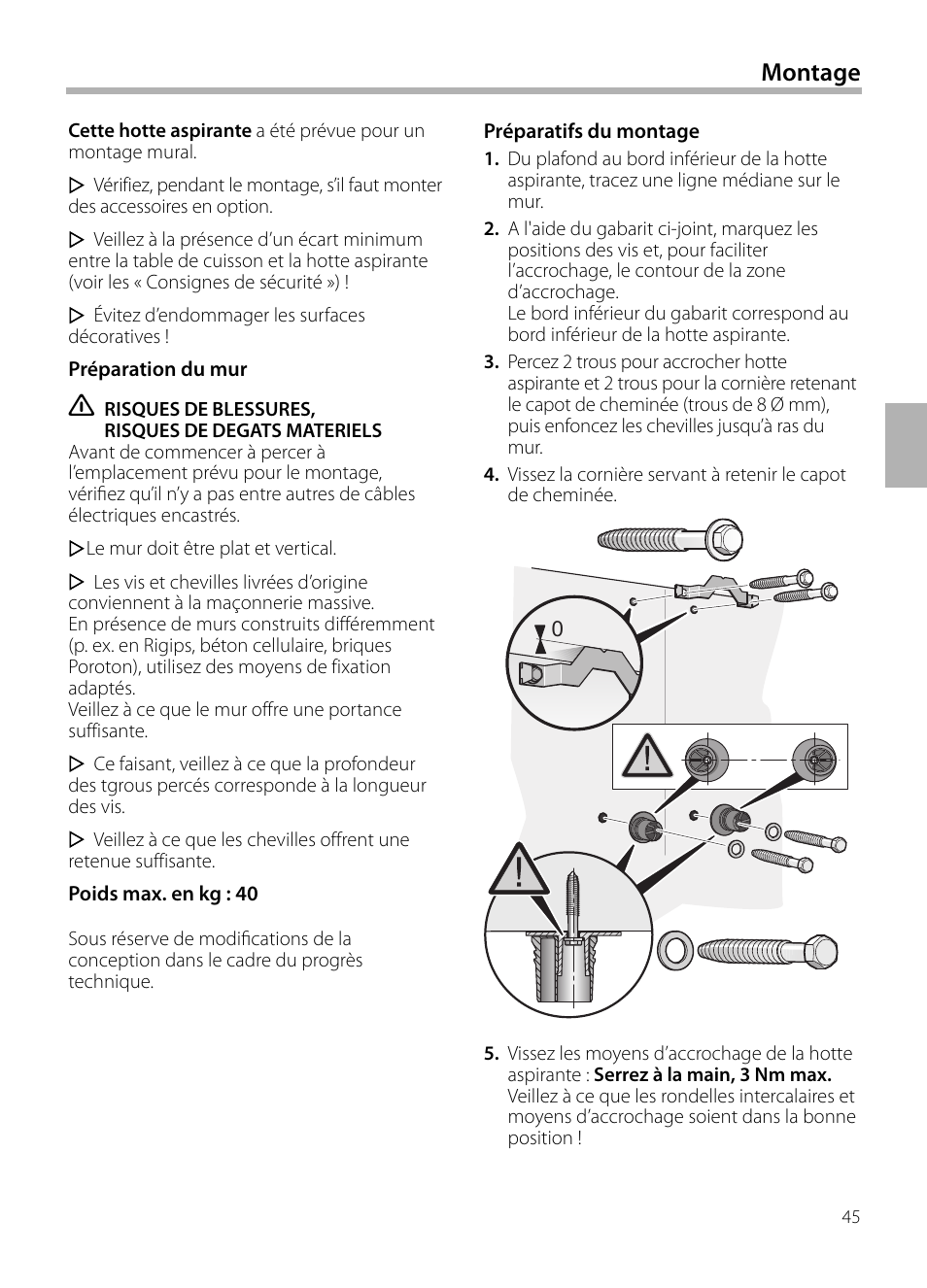 Montage | Bosch DWB129950 Diseño Box EAN 4242002490267 Ancho 120 cm User Manual | Page 45 / 108