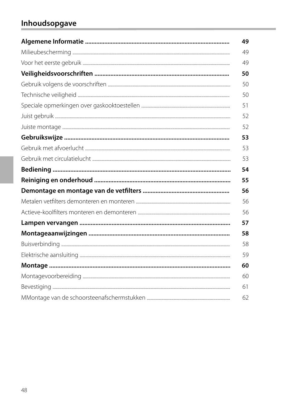 Inhoudsopgave | Bosch DWB129950 Diseño Box EAN 4242002490267 Ancho 120 cm User Manual | Page 48 / 108