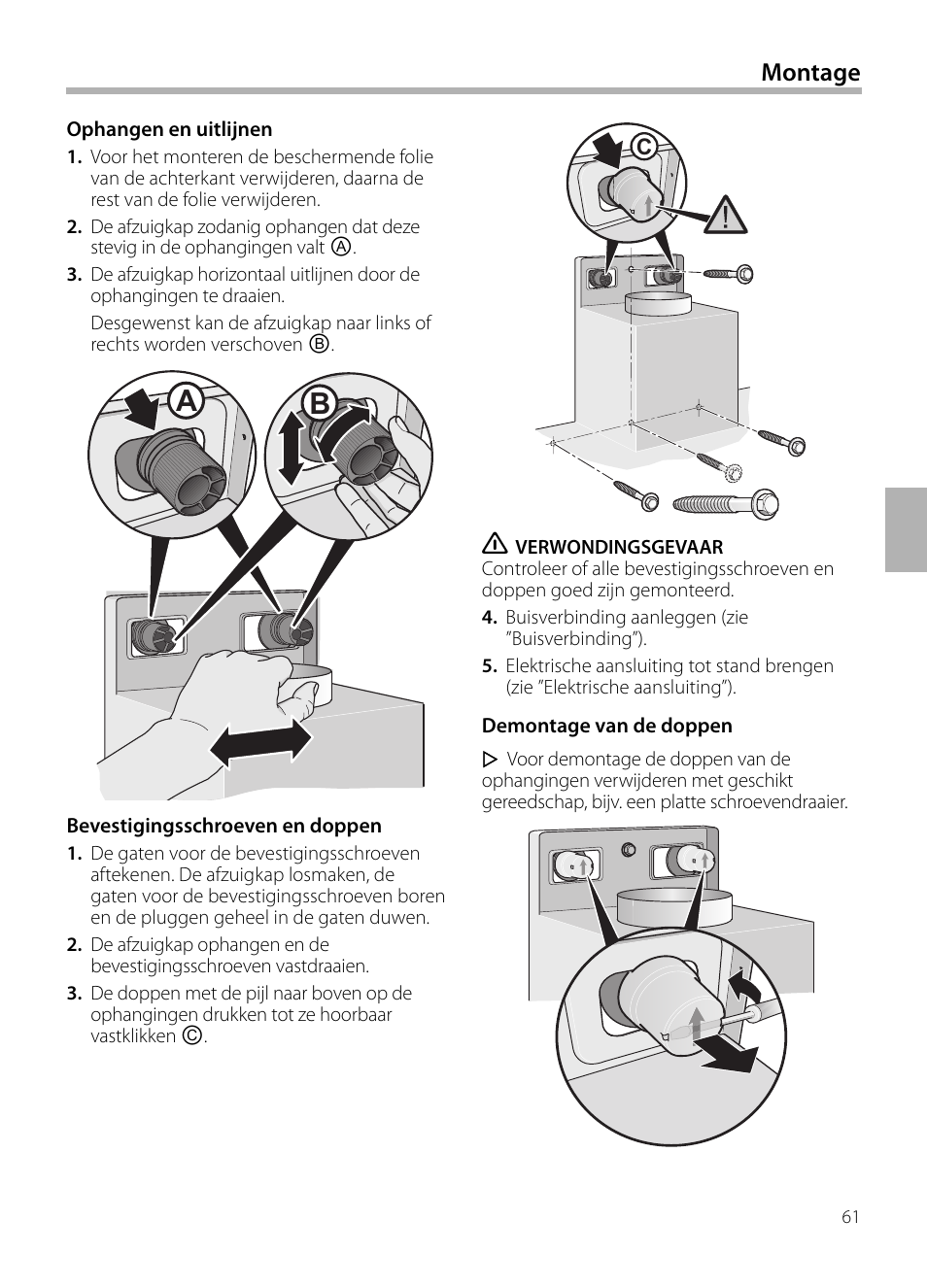 Montage | Bosch DWB129950 Diseño Box EAN 4242002490267 Ancho 120 cm User Manual | Page 61 / 108