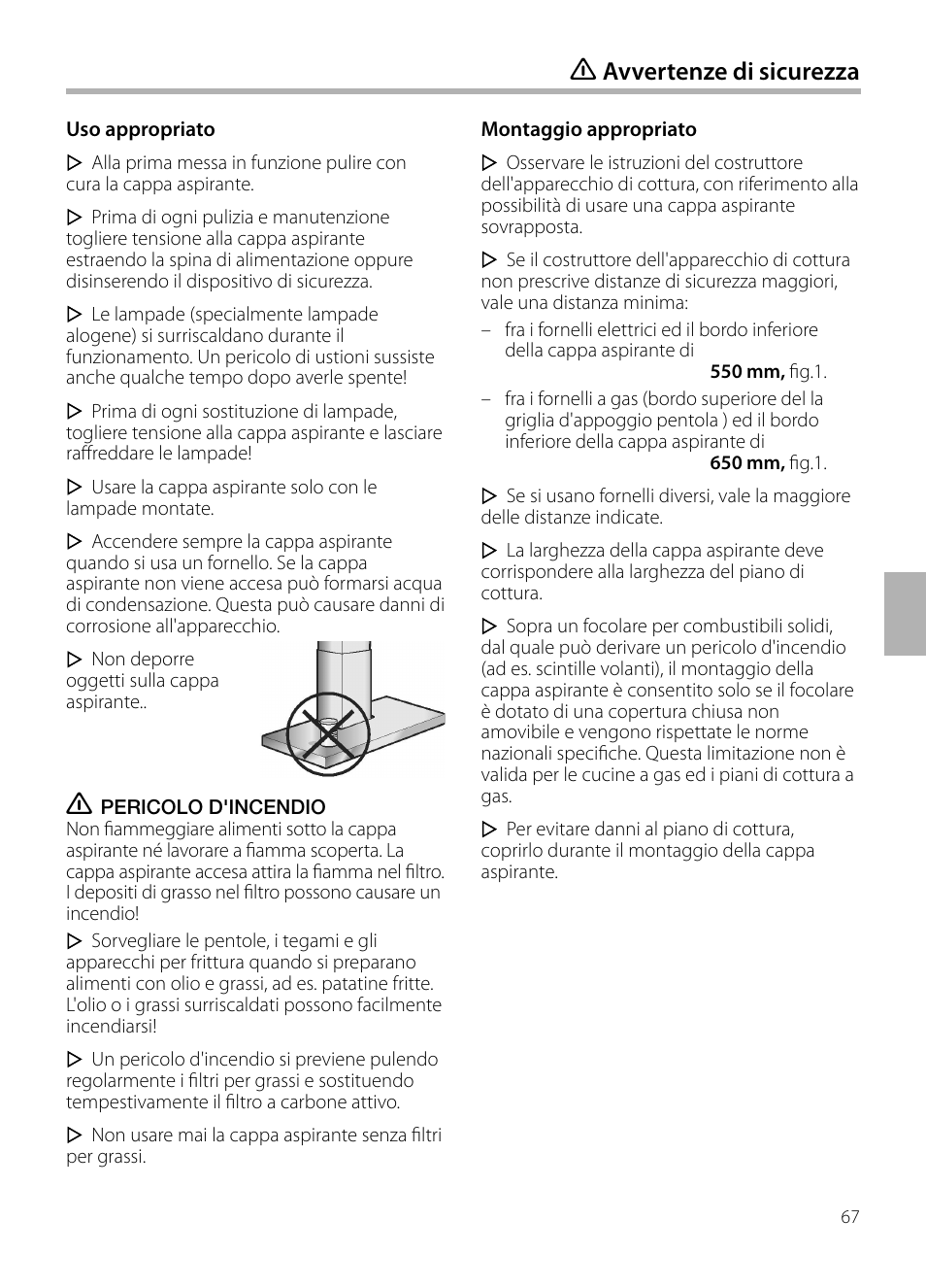 Avvertenze di sicurezza | Bosch DWB129950 Diseño Box EAN 4242002490267 Ancho 120 cm User Manual | Page 67 / 108