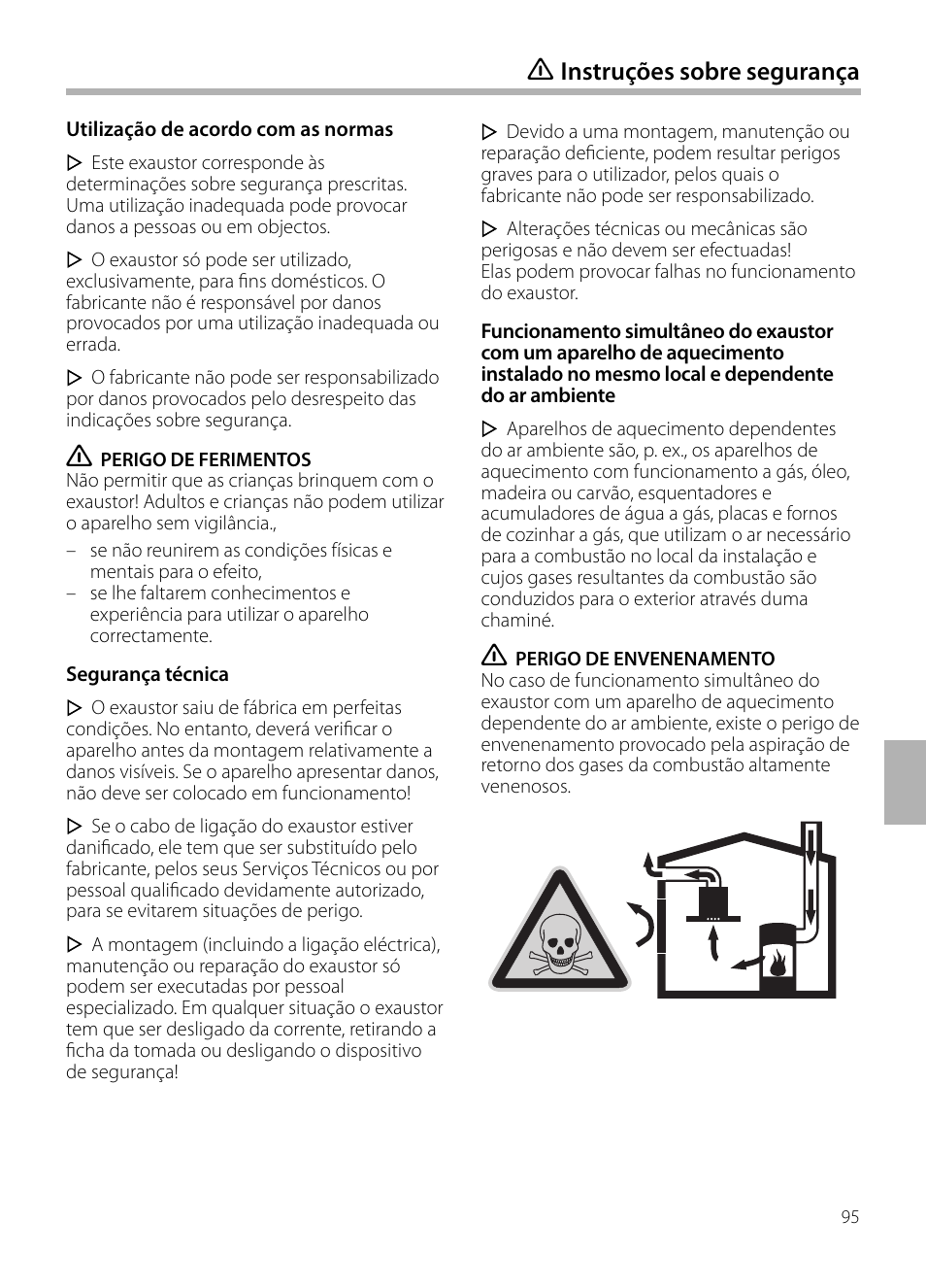 Instruções sobre segurança | Bosch DWB129950 Diseño Box EAN 4242002490267 Ancho 120 cm User Manual | Page 95 / 108