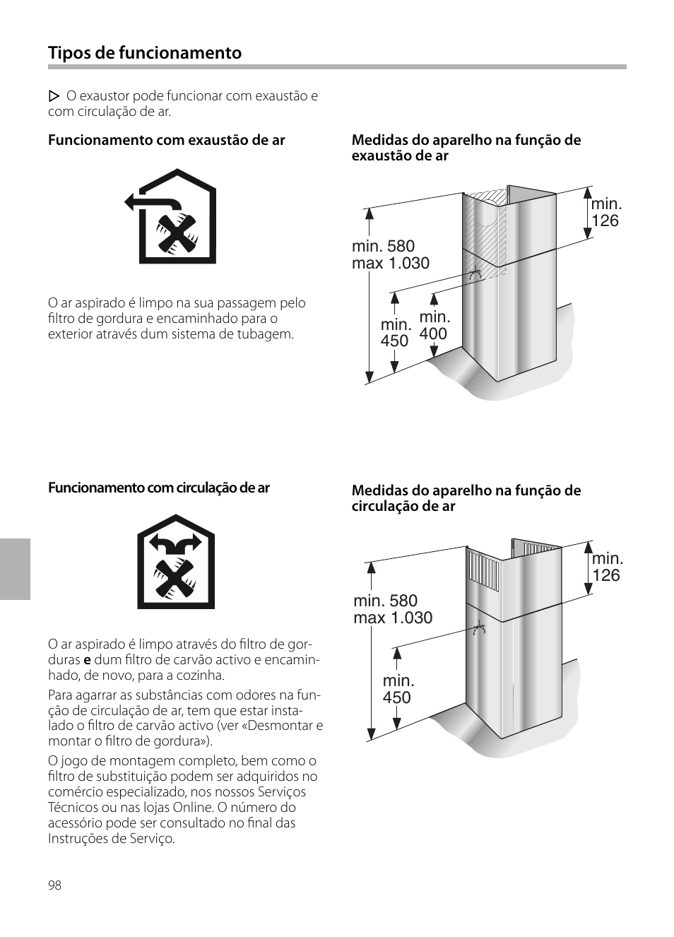 Tipos de funcionamento | Bosch DWB129950 Diseño Box EAN 4242002490267 Ancho 120 cm User Manual | Page 98 / 108