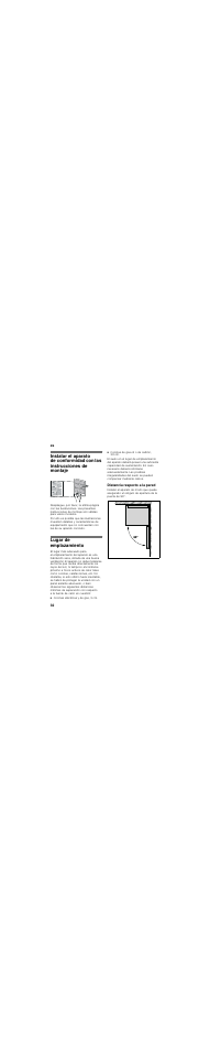 Lugar de emplazamiento, Distancia respecto a la pared | Bosch KSV33VW30 User Manual | Page 32 / 47