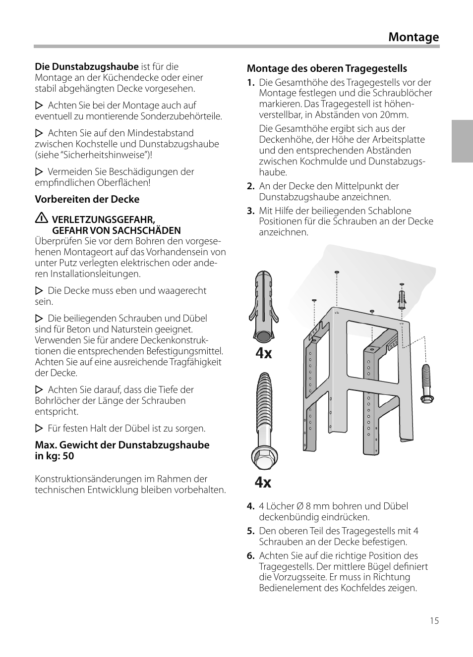 Montage | Bosch DIB099950 Diseño Box EAN 4242002494395 Ancho 90 cm User Manual | Page 15 / 108