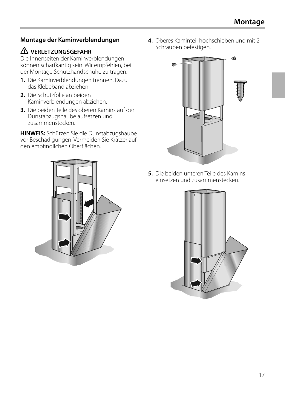 Montage | Bosch DIB099950 Diseño Box EAN 4242002494395 Ancho 90 cm User Manual | Page 17 / 108