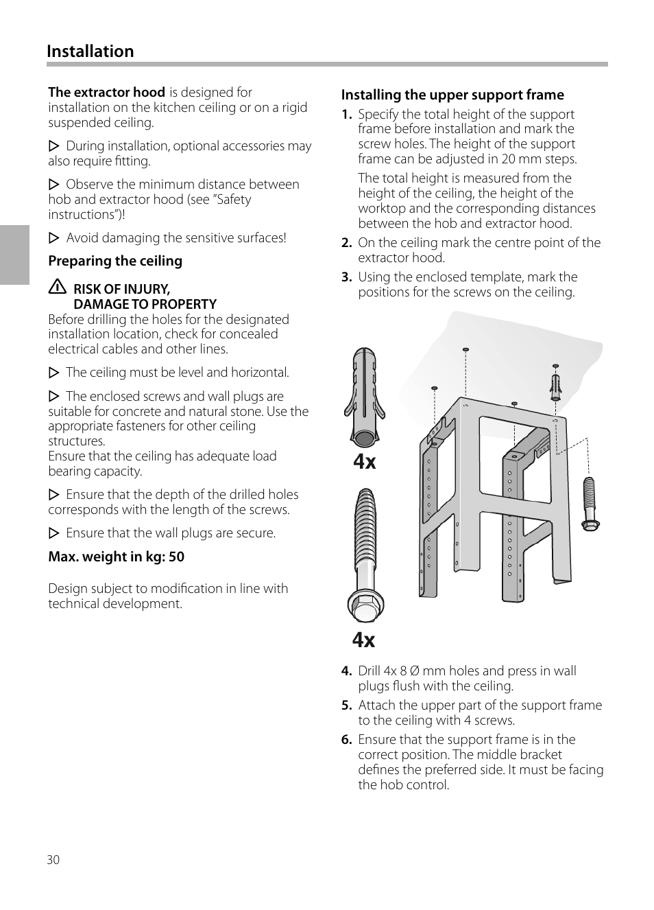 Installation | Bosch DIB099950 Diseño Box EAN 4242002494395 Ancho 90 cm User Manual | Page 30 / 108