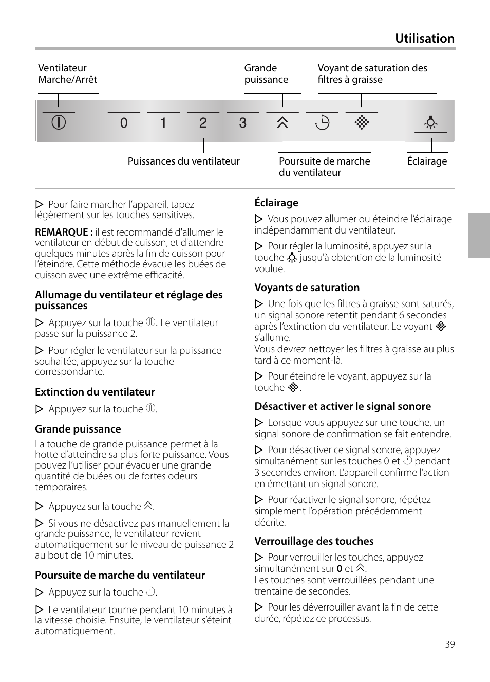 Utilisation | Bosch DIB099950 Diseño Box EAN 4242002494395 Ancho 90 cm User Manual | Page 39 / 108