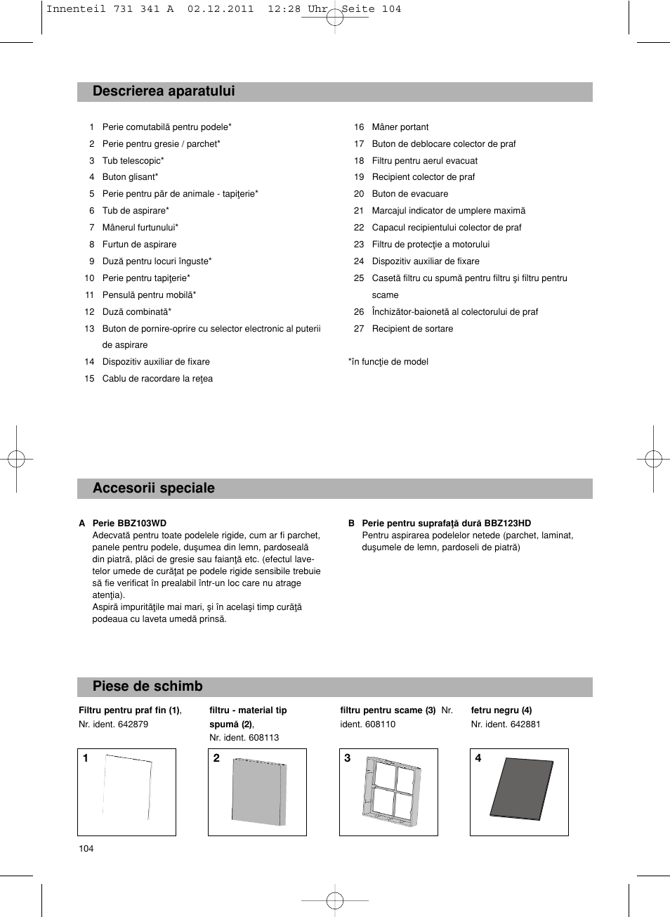 Bosch BX12222 Aspiradores sin bolsa BX1 parquet 2200 W EAN 4242002688992 User Manual | Page 105 / 142